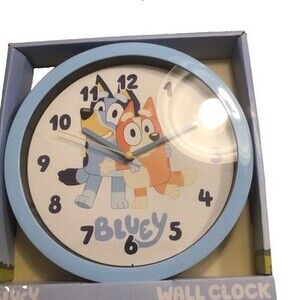 10" Bluey & Sister Wall Clock Analog  Battery  Blue Kids Time!